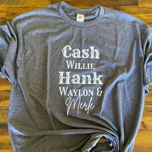 Hanes 100 percent cotton tshirt with classic country music singers.